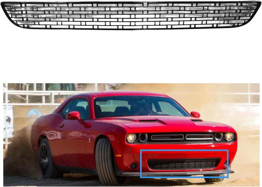MGWILL Front Bumper Lower Grille Grill Compatible with 2015-2022 Dodge Challenger Replacement for 68259756AA CH1036146 Textured Black