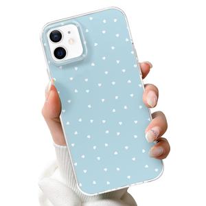 SZXYCZL Compatible with iPhone 12/iPhone 12 Pro Case, Cute Simple Heart Pattern for Women Aesthetic Kawaii Slim Soft PC + TPU Transparent Case-Pink