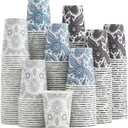 Clawsoff [300 Pack 8 OZ Paper Cups, Disposable Coffee Cups 8 oz Hot/Cold Colourful Beverage Drinking Cups for Office Party Home Picnic (Paisley) (Gray)