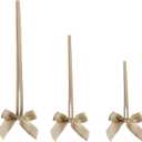 Meseey 30pcs 3 Inch 5 Inch 8 Inch Elastic Gift Bows Pre-Tied,Stretchy Reusable Burlap Ribbon Loops for Christmas/Wedding/Baby Shower Self-Adhesive Party Favors Decorations(Linen)