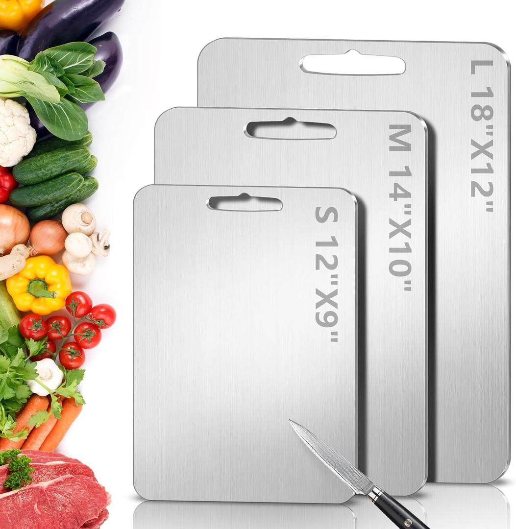 Titanium Cutting Board for Kitchen - 100% Pure Titanium Cutting Boards Non Toxic - 2026 New Upgrade Double Sided Metal Chopping Boards for Meat, Vegetables, Fruits, Dishwasher Safe (18" x 12", 1-Pack)