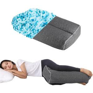 MINUPWELL 6.5" Knee Pillow for Side Sleepers - 100% Shredded Memory Foam Leg Pillow for Side Sleeping - Between Leg & Under Hip Pillow - Relieving Leg, Back, and Knee Pain - High Supportive (6.5in, Grey-foam)