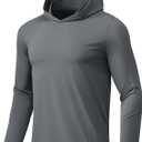 Men Athletic Hoodies Long Sleeve Fishing Shirts UPF 50+ Sun Protection Dry Fit Wicking Hooded Running Shirts (Large, Ash)