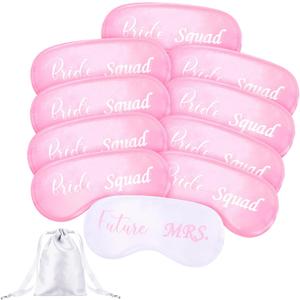 Sintege 15 Pieces Bride Masks and Bridesmaids Sleep Mask Bridesmaid Proposal Present Bridal Party Favor Bachelorette Party Favors with White Storage Bag Bachelorette Present