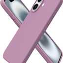 ORNARTO Compatible with iPhone 16 Case 6.1", Slim Liquid Silicone 3 Layers Full Covered Soft Gel Rubber Shockproof Phone Case, Protective Cover with Anti-Scratch Microfiber Lining-Lilac Purple