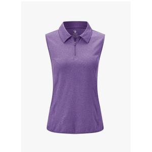 YSENTO Women's Sleeveless Golf Shirts Tops Clothes Collared 1/4 Zip Quick Dry Tennis Polo Shirts Apparel 4XL Purple