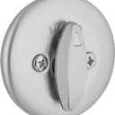 Kwikset 663 Single Sided Deadbolt Lock, Satin Chrome Round Interior Turnpiece Only, Unkeyed Front Entry Door Lock Set (Pack of 1)