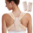 SHAPERKY Posture Corrector for Women and Men: Adjustable & Breathable Upper Back Brace - Posture Support for Sitting Work & Daily Use (L/XL) (Beige)