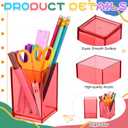 18 Pack Colorful Clear Acrylic Pen Holder Acrylic Square Pencil Organizer Rainbow Colors Pencil Holder Makeup Brush Holder Desk Pencil Cup Stationery Organizer for Desk Dorm Home Office Supply
