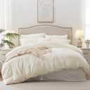 MILDLY Super Soft Duvet Cover - 100% Washed Microfiber Off White Comforter Cover Set 3 Pieces with Zipper Closure & Corner Ties