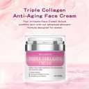 Triple Collagen Anti-Aging Face Cream - Hydrating & Firming Moisturizer with Hyaluronic Acid & Premium Elastin | Anti-Aging Wrinkle Care & Elasticity Booster - 1.86 oz