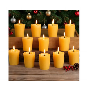 24 Pack Votive Candles 100% Beeswax Votive Candles Bulk 13-14 Hours Burn Time Smokeless Bees Wax Votive Candle Unscented Bees Wax Candles for Home Decor