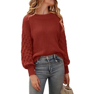 PRETTYGARDEN Women's Fall 2026 Pullover Sweater Casual Long Sleeve Loose Chunky Knit Tops Blouse Winter Fashion Clothing (L)