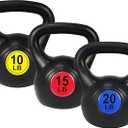 OLIXIS 3-Piece Kettlebell Set, Wide Grip Kettlebell Exercise Fitness Weight Set for Home Gym, Strength Training, 45LBS Set