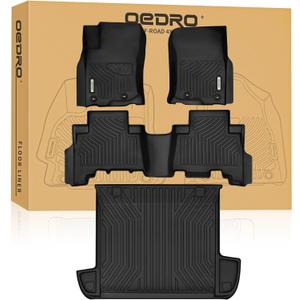OEDRO Floor Mats Fit for Toyota 4Runner 2024-2013 (Not Fit 7 Seats),TPE All-Weather 4Runner Floor Liner Includes 1st, 2nd Row & Cargo Mat, Black