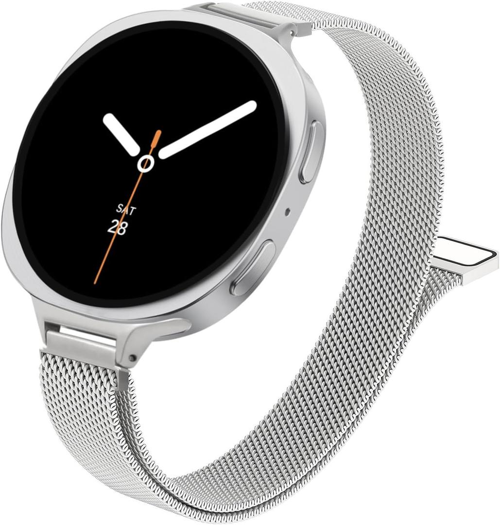 Slim Milanese Metal Bands for Samsung Galaxy Watch 8 Band 40mm 44mm/8 Classic 46 mm Women Men,Stainless Steel Mesh Loop Magnetic Strap for Samsung Galaxy Watch 8 Classic Band 46mm/8 44 mm 40 mm Correa