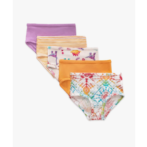 Burt's Bees Baby Toddler Girls' Underwear Set of 5 - Solids, Stripes,Prints, Tag-Free with Sizes for 2T to 8 Years Old Size 4-5 T