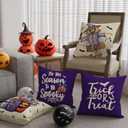 Halloween Pillow Covers Trick or Treat Vases Pumpkins Scarecrow Throw Pillow Cases Set of 4 Autumn Decorations for Farmhouse Home Bedroom Sofa Couch Outdoor Holiday Decor 16x16 Inch