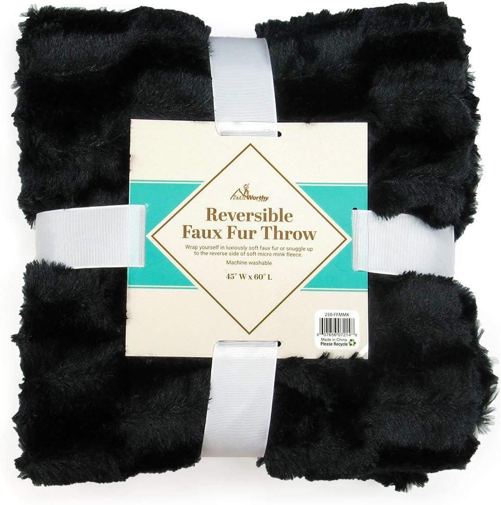 Case of [10] TrailWorthy Faux Fur Micro Mink Blanket - Black