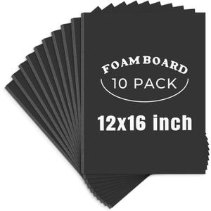 AUEAR, 10 Pack 12x16 Black Foam Boards, Foam Core Poster Board for Display, Mounting, Print, Presentation and Projects, 3/16'' Thick