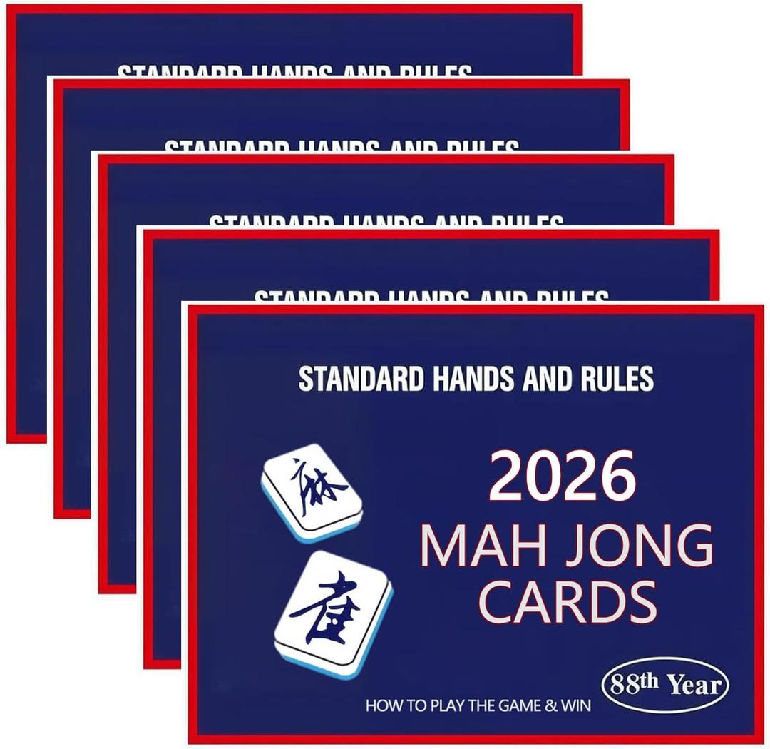 5Pcs Mahjong Cards 2026 Official Revision for 2026-2027 Season, American Mah Jongg Large Print Easy to Read Rule Guide, Perfect for Game Nights & Parties