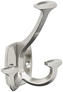 Amerock H37004G10 | Vicinity Triple Prong Decorative Wall Hook | Satin Nickel Hook for Coats, Hats, Backpacks, Bags | Hooks for Bathroom, Bedroom, Closet, Entryway, Laundry Room, Office