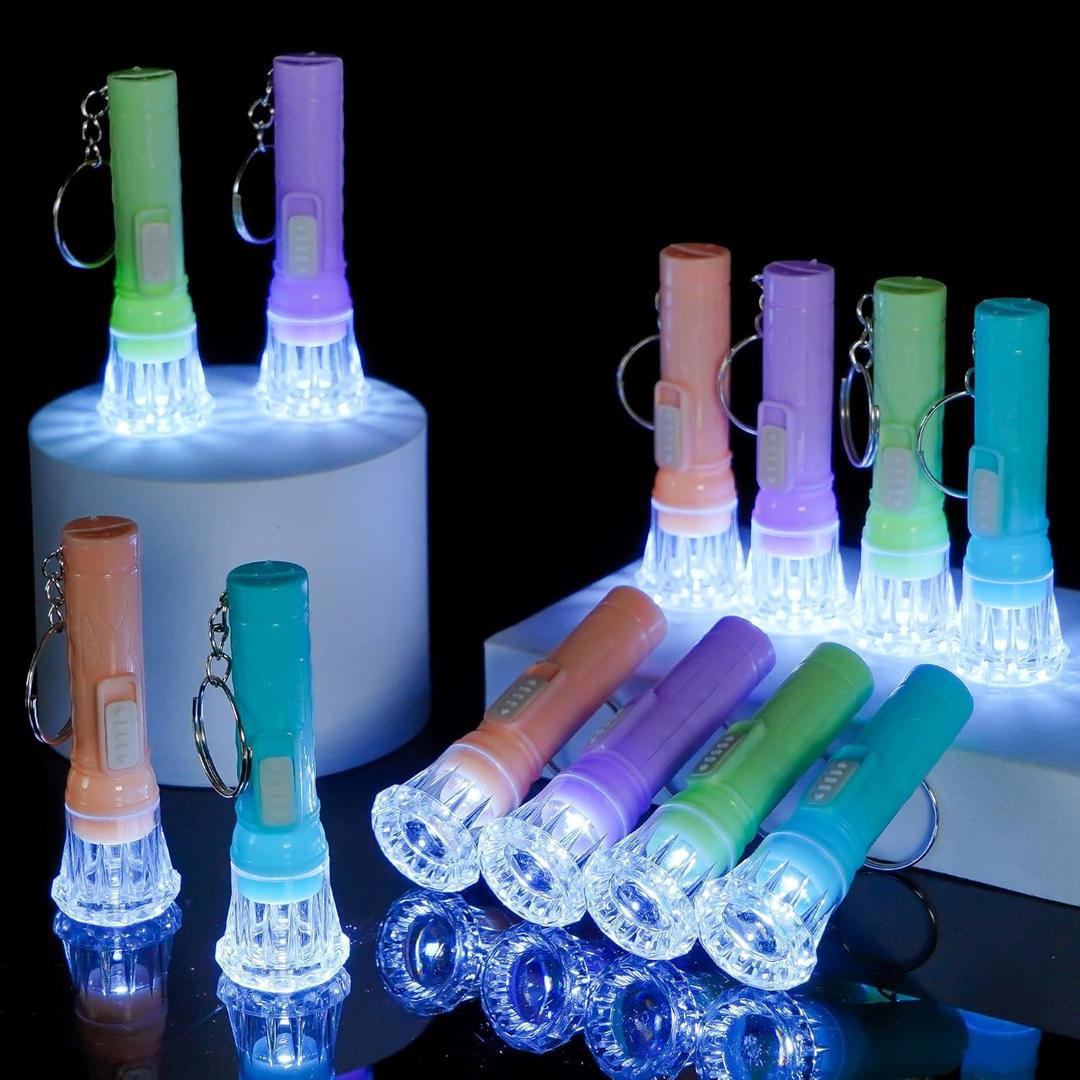 PROLOSO Mini Flashlight Keychains for Kids Toy Flashlights Bulk Assorted Colors Torch Key Rings Hiking Camping Party Favors 50 Pcs