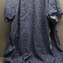 1 PK 3XL Hospital Gown – Blue Leaf Print V-Neck Unisex Patient Robe with Steel IV Shoulder Snaps Fits Men to 2XL & Women to 3XL