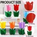 Yuntau 6pcs Spring Tulips Wood Signs Rustic Farmhouse Tulip Flowers Table Decoration Retro Tulip Table Centerpiece Tiered Tray Decor Multicolor Tulips Floral Block Tabletop Signs Home Decor(Vibrant)