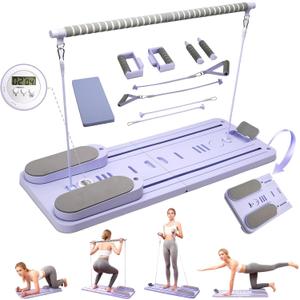 Pilates Reformer Board, Foldable Pilates Reformer Kit,Portable Pilates Machine for Women GirlsAll-in-1 Multi-Purpose Abs Core Pilates Equipment Workout for Home Office Indoor