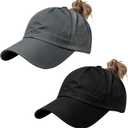 2Pack Womens Criss Cross Ponytail Baseball Cap, Quick Drying UV Protection Breathable Sport Outdoor Sun Hat