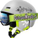 OutdoorMaster Kids Ski Helmet and Goggles Set, Snowboard Helmet, Durable PC Shell & EPS Foam, Snow Helmet 12 Cooling Vents, Dial Fit Skiing Helmet, Safety-Certified Snow Sport Helmets for Boys & Girls (52-56cm Small, Matte Grey)