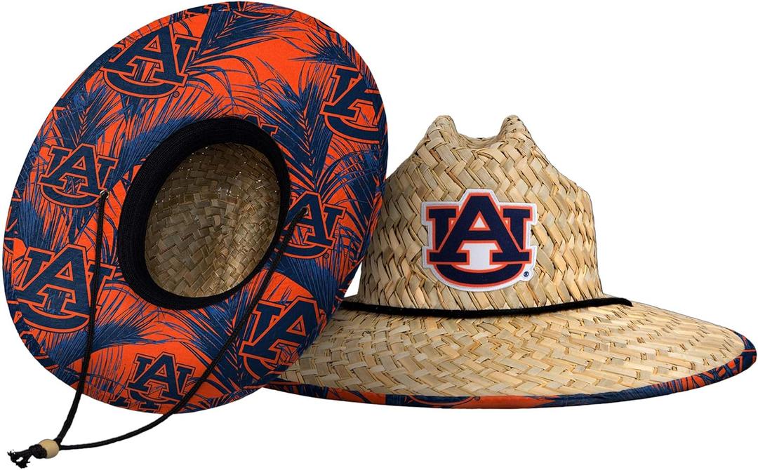 FOCO NCAA Mens NCAA College Team Logo Floral Lifeguard Beach Straw Sun Hat (One Size)