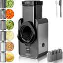 Electric Cheese Grater, Rotating Vegetable Shredder Machine, Potato Slicer with 6 Stainless Steel Blades, Multifunctional Kitchen Tool for Fruits, Nuts, Dark Grey