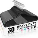 HOUSE DAY Heavy Duty Plastic Hangers 30 Pack, Non Slip Clothes Hangers with Rubber Pads and 360 Hook - Thin 0.2 Inch, Space Saving Coat Hanger Black, Closet Organizer for Shirt, Pants, Suit, Skirt
