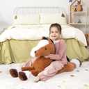 MaoGoLan Large Horse Stuffed Animal for Boy, Big Horse Plush Toy for Girl Boy, Ridable Stuffy Pony for Kid, Stuffed Pony Plush Pillow for Mother's Day Birthday Gifts Baby Shower Decor, 47 inches, Tan