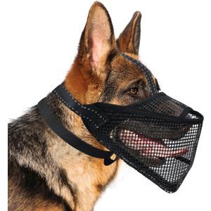 Mesh Dog Muzzle, Breathable Soft Dog Muzzle with 3 Reflective Straps for Secure Fit, Prevents Biting, Chewing Scavenging  Adjustable for Small Medium Large Dogs, XL
