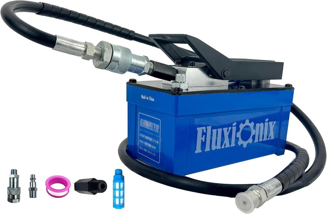 Air Hydraulic Pump 10,000 PSI, 1.7L Reservoir, NPT 1/4" Inlet, NPT 3/8" Oil Outlet,Hydraulic Pump Air Hydraulic Foot Pump with 6.6ft Pipe, Blue