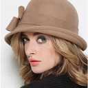 Wool Felt Vintage Winter Warm Hats for Women Bowknot Pillbox Cap Ladies Fascinator Kentucky Party Ceremony Church Fedoras (Red)