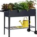 Elevate 32" Tall Raised Garden Bed with Wheel,Planter Box for Backyard,Outdoor Garden, Patio, Balcony, 400lb Capacity,Grey
