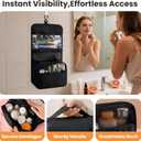 Portable Hanging Toiletry Bag for Travel, Small Multifunctional Makeup Cosmetic Bag for Women, Waterproof Travel Toiletries Organizer, Shower Bathroom Pouch with Hook for Gym, Camping, Business Trips