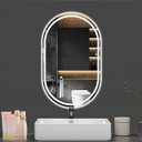 WISSMIELS Oval LED Bathroom Mirror 22"x36" LED Mirror with Frame Dimmable Brightness, Anti-Fog, Lighted-Bathroom-Mirror with Front Light and Backlit, Modern Wall Mounted Mirror for Decorative, l