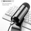 LIANGSTAR USB Computer Microphone, Podcast Mic Desktop with Mute Button for Recording Streaming, Omnidirectional Condenser, Plug&Play Stand with Volume Control for PC, Laptop, Mac, YouTube
