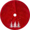 Red Christmas Tree Skirt, 36 Inch Christmas Faux Fur Tree Skirt for 4-6 Ft Christmas Tree Xmas Small Tree Skirt for Christmas Tree Decorations Indoor Holiday Winter Farmhouse Decorations