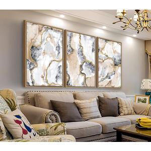 arteWOODS Abstract Framed Wall Art -Abstract Marble Canvas Pictures Wall Decor Modern Luxurious Gray White Gold Painting Artwork Prints for Living Room Bedroom Decor 24 x 16in * 3 Natural Wood Frame