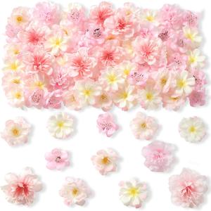 180Pcs Mini Fake Flower Heads Pink Small Silk Faux Flower Heads Artificial Rose Daisy Multicolor Flowers Bulk for Cake Crafts DIY Graduation Cap Wedding Hair Dresses Wreath Party Home Decor