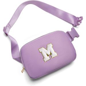 Gitus Birthday Gifts for 8 9 10 11 12 13 Year Old Girls Personalized Fanny Pack Crossbody Bags with Initial Letter Patch Belt Bag for Teen Girls Cute Trendy Stuff Travel Essentials (Lavender-M)