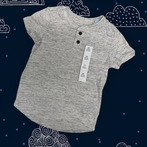 Cat & Jack Toddler Boy's size 2T Heather gray Henley Crew neck T-shirt top