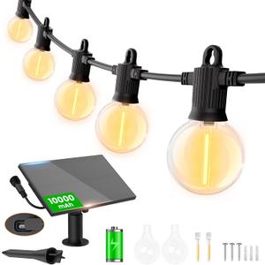 ZOTOYI 150FT Solar String Lights Outdoor Waterproof with USB Port, 73+3 Shatterproof G40 Bulbs, 4 Light Modes Dimmable Solar Powered Patio Lights for Outside Deck Backyard Porch