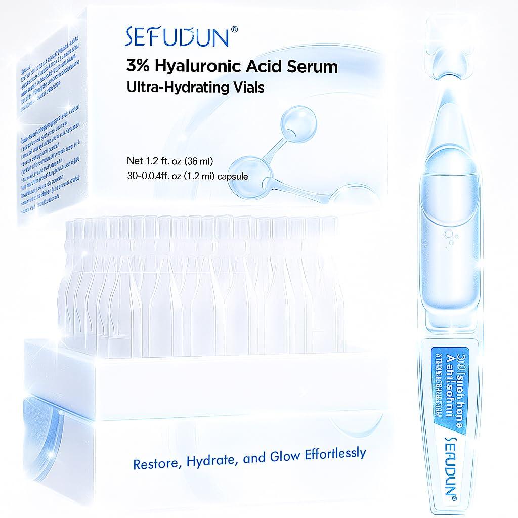 Hyaluronic Acid Tubes | Hyaluronic Acid Serum for Face | Ultra Hydrating 3% | Anti-Aging, Smoother Skin, Sensitive Skin Care | 30 Single-Use Vials